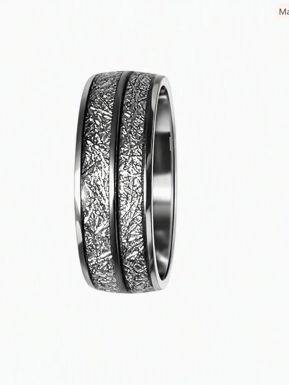 Size 12 Silver Stainless Steel Wedding Band – Smooth Silver Center Inlay